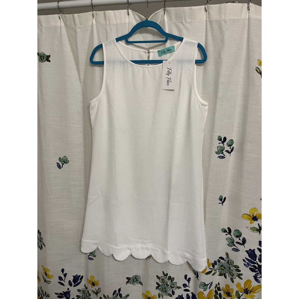 White Scalloped Tank Dress
